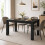 (140cm, Black) Melamine Dining Table Chunky Legs 5
