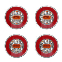 4X Round LED 4 in 1 Truck Tail Light 12-24V Dynamic Tail Turn Signal Reverse Rear Brake Stop Light for Trailer Lorry RV