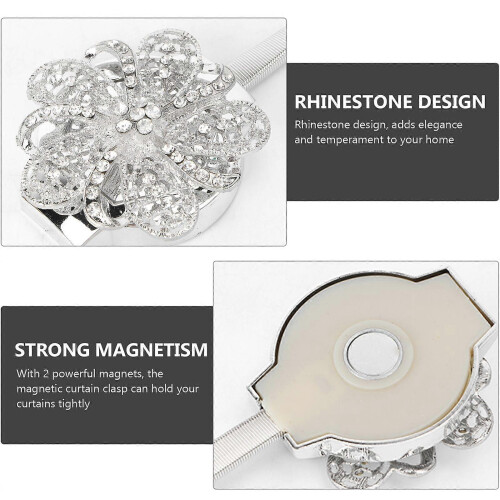 1PC Magnetic Curtain Tie Backs with Rhinestone Spring Decorative Holdbacks 2