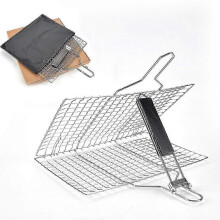 Outdoor Foldable BBQ Basket Grill Rack Set