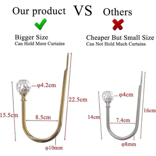 2024 Ping U-Shaped Metal Curtain Tiebacks Wall Hooks - 2 Pack 2