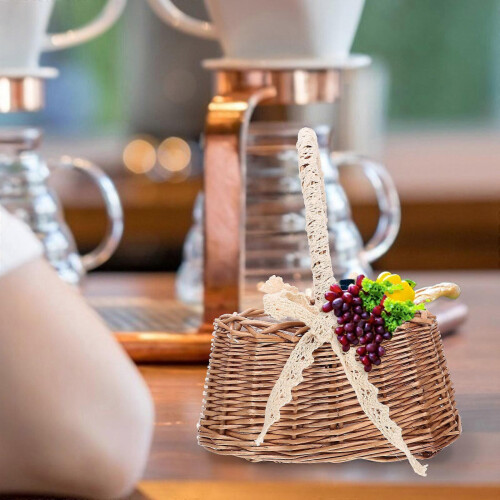 Handwoven Handheld Flower Basket for Floral Arrangements 2