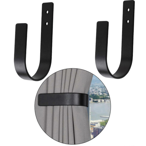 2 Pack U-Shaped Wall Mount Curtain Holdbacks, Multicolor Drapery Hooks Tiebacks for Curtain Pull Backs 1