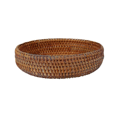 Handcrafted Fall Rattan Woven Storage Tray Bread Basket Set 2