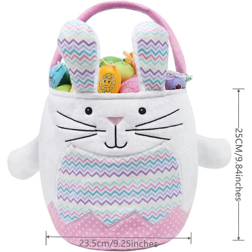 Easter Bunny Tote Bag Set - Egg Hunt Handle Basket for Candy, Rabbit Basket Bag 1
