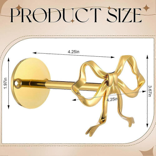 2 Pack Gold Metal Bow Curtain Holdbacks, Wall Mounted Modern Curtain Holders 2