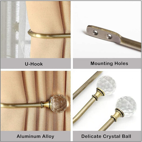 Pxcl Metal Curtain Tiebacks with U Wall Hooks - 4 Pack (Bronze) 1