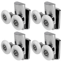 4pcs Shower Door Wheels 23mm Shower Door Rollers Heavy Duty Zinc Alloy Dual Wheel Compatible with Both Flat Sli-11