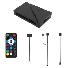 ARGB PWM Fernbedienung 6-Wege-Splitter 4-Poliger PWM-Lüfter-Hub für Computer-PC-Gehäuse, Chassis-Kühler, -Netzteil