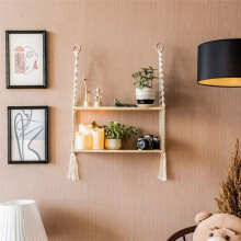 Wooden Wall Shelf Decoration Wall Mounted Shelves for Bedroom Plant Flower Wood Swing Hanging Rope Home Decoration