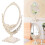 Oval Double-Sided Rotating Retro Makeup Mirror with Stand, Cosmetic Table Mirror Kit 2