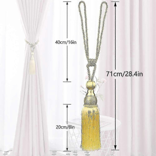2pcs Gold Curtain Tiebacks Tassels, Elegant Holderback for Drapes 1