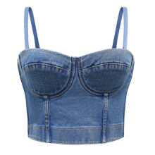 1Blau Denimweste Damen Ärmellos Sommermode