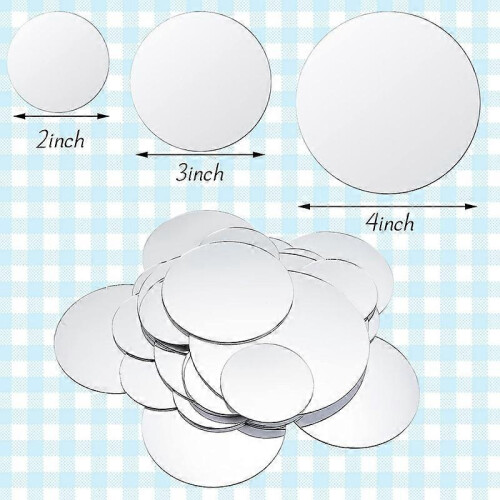 40 Pack Mini Round Adhesive Mirror Tiles for Craft, Small Round Craft Mirrors 1