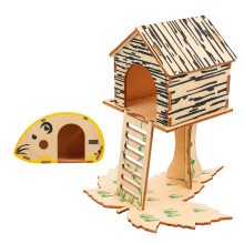 2Stk Holz Haustierhaus Für Hamster Mit Kletterrahmen Bunt