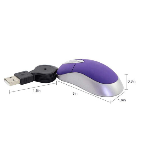 5X  USB Wired Mouse Retractable Tiny Small Mouse 1600 DPI for Windows 98 2000 XP Vista Version 2
