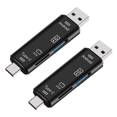 2X 5-In-1 OTG Card Reader Micro- /  Card / USB Reader Support TF Android Type-C Phone / Computer / Type-C Universal