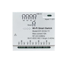Tuya Wifi 4-Kanalsmodul för 2.4G WiFi Garageportsbrytare Gardinmodul Relämodul Trådlös för 7-32V