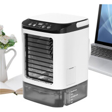 Ventilatore AC portatile evaporativo, 3 velocità, nebulizzatore, LED, uso casa/ufficio/auto/campeggio