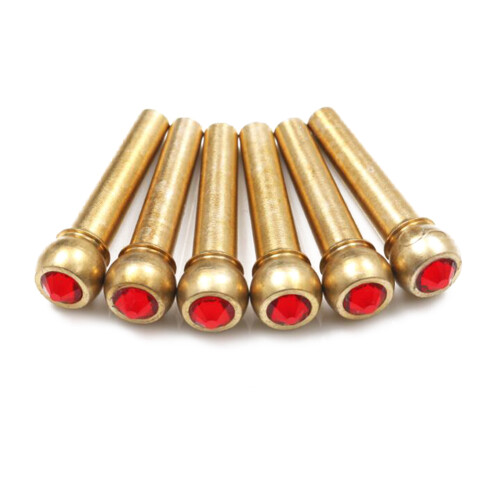 6x Messing Gitarrenpins mit Kristallkopf