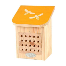 Maison Ă abeilles en bois de pin - Beige/Jaune - L 15,2 x H 19,9 cm