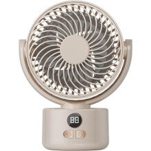 Ventilatore da campeggio bianco ricaricabile tramite USB con display digitale, ventilatore portatile da tavolo per esterni e casa
