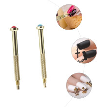 Nagelpiercing-Werkzeug und Charm-Piercing-Werkzeug, 2-teiliges handliches Nagelkunst-Set aus Metall, goldfarben