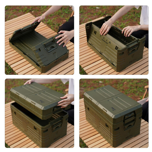 Faltbare Campingbox mit Deckel, Grün, 50L 1