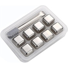 Cubetti di ghiaccio riutilizzabili in acciaio inossidabile, pietre per whisky in metallo per bevande e cocktail, set di 8 cubetti refrigeranti