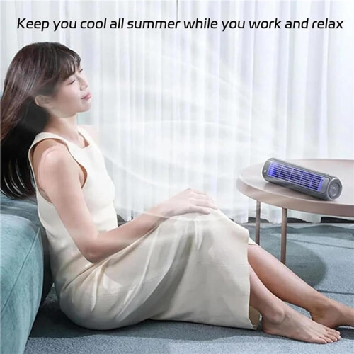 Mini ventilatore a torre USB con pannello touch LED, silenzioso, grigio