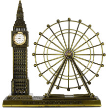 Londoner Wahrzeichen-Gebäudeornament-Miniaturmodelle aus goldener Zinklegierung, Riesenradkombination, realistisch