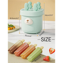 Set di 4 stampi in silicone a forma di orsetto per ghiaccioli, senza BPA, facili da sformare, per la preparazione fai-da-te di gelati (corno blu)