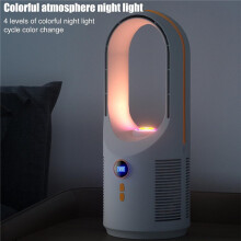 Ventilatore da tavolo senza pale con 7 LED colorati, portatile, ideale per casa, camera da letto e ufficio.
