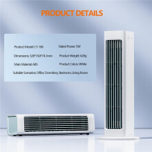 Ventilatore portatile bianco senza pale, alimentato tramite USB, ventilatore personale a 3 velocità per camera da letto, ufficio, casa e viaggi.
