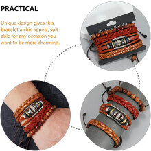 4er-Set handgewebte Armbänder aus geflochtenem Leder für Damen und Herren, verstellbares Armband, handgefertigte Perlen für den Alltag