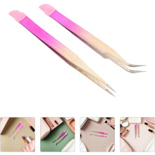 2-teiliges Nagelkunst-Pinzetten-Set mit Silikon-Presskopf, präzisen geraden und gebogenen Spitzenpickern aus Edelstahl
