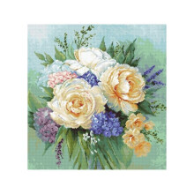 Kit de broderie - LUCA-S - Bouquet floral 1 - Point de croix - Aida 16 - 48 couleurs