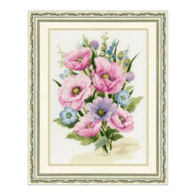 Kit de point de croix - Coquelicots du jardin - 24x34,5 cm - Toile Aida 16ct blanche - 37 couleurs Madeira