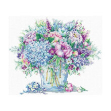 Kit de point de croix - Andriana L-22 Bouquet d’été - Toile Aïda 16ct (6,4 pts/cm) - 33x30 cm - 45 couleurs