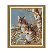 Kit point de croix - Golden Fleece DZH043 Amis de la forêt - 29x34,5 cm - Aida 16ct bleu-gris - 37 couleurs