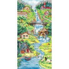 Kit de point de croix - Andriana Piémont des Alpes - Toile Aïda 16ct blanche - 47 couleurs - 21x41 cm