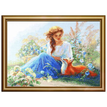 Kit de point de croix - Aine A1004 Mère Nature Prairie - 40x30 cm - Toile Aida 14ct blanc - 29 couleurs, fils acrylique et laine