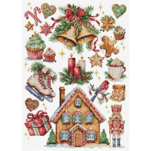 Kit point de croix - Luca-S B7031 - Composition de Noël - Toile Aida 16ct blanche - 25x35 cm