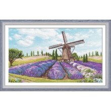 Kit point de croix compté - Oven 1040 Romance du vent - Toile Aida 16ct blanc - 37x22 cm - 25 couleurs