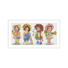 Kit point de croix compté MEREJKA « Sœurs » 47x23 cm - Aida 16ct, 39 couleurs DMC