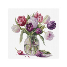Kit de broderie - LUCA-S - Bouquet de tulipes - Point de croix - 57 couleurs - 30x31 cm