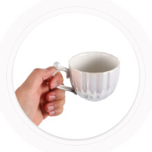 Keramik-Kaffeebecher-Set mit Untertasse, muschelförmig, großes Fassungsvermögen, stilvoll und praktisch
