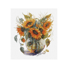 Kit de broderie - LUCA-S - Vase tournesols - 24x27 cm - Aida 16 - 54 couleurs