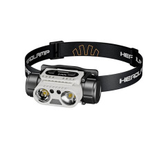 T400 Leistungsstarke, Wiederaufladbare LED-Stirnlampe, Drehbar, Wasserdicht, für Outdoor, Camping, Angeln, Schwarz/Weiß