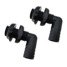 2 Pcs 90 Degree Thru Hull Connector Fitting for Boat Plumbing 3/4 Inch Black for Ship Boat Yachts